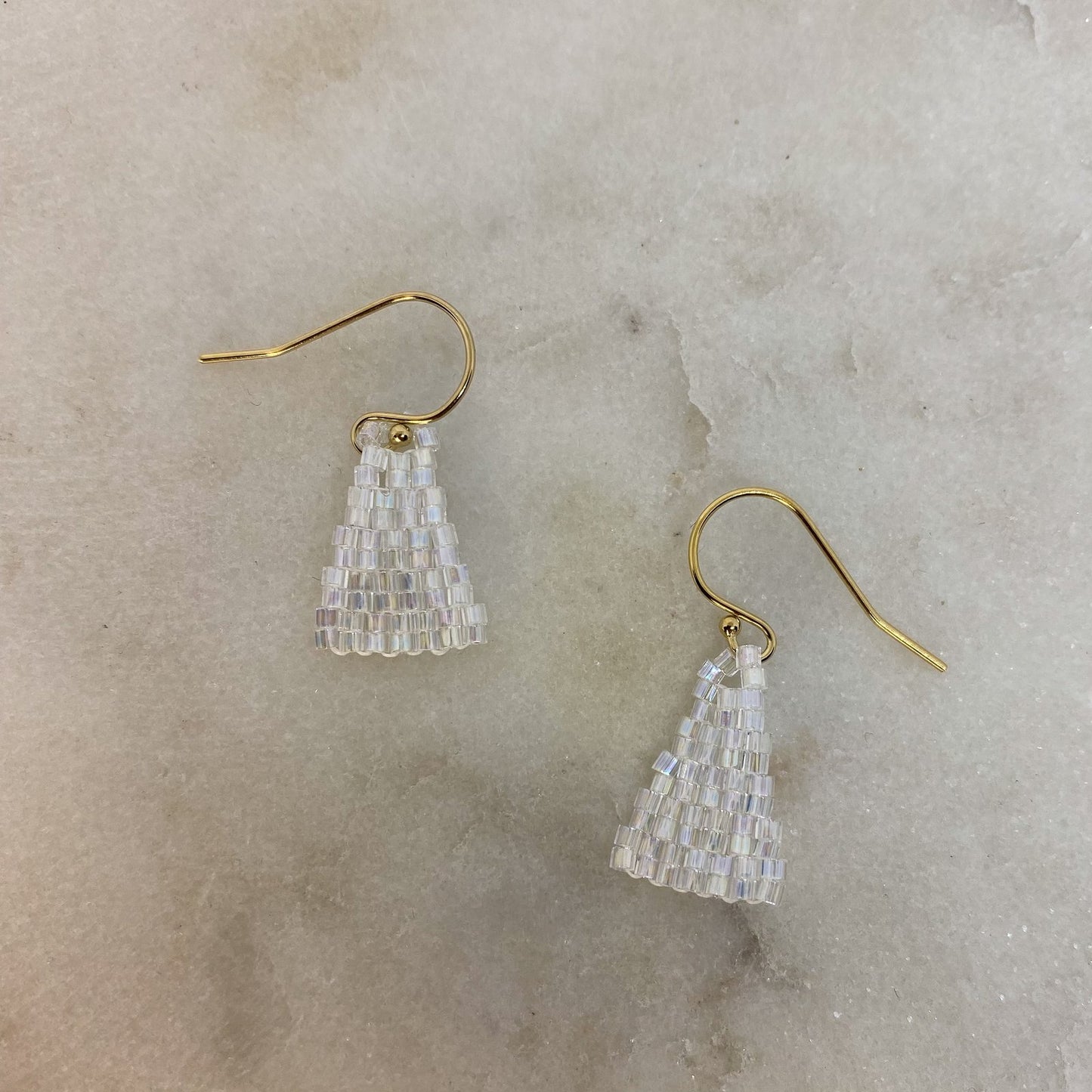 Mini Beaded Triangle Crystal Earrings