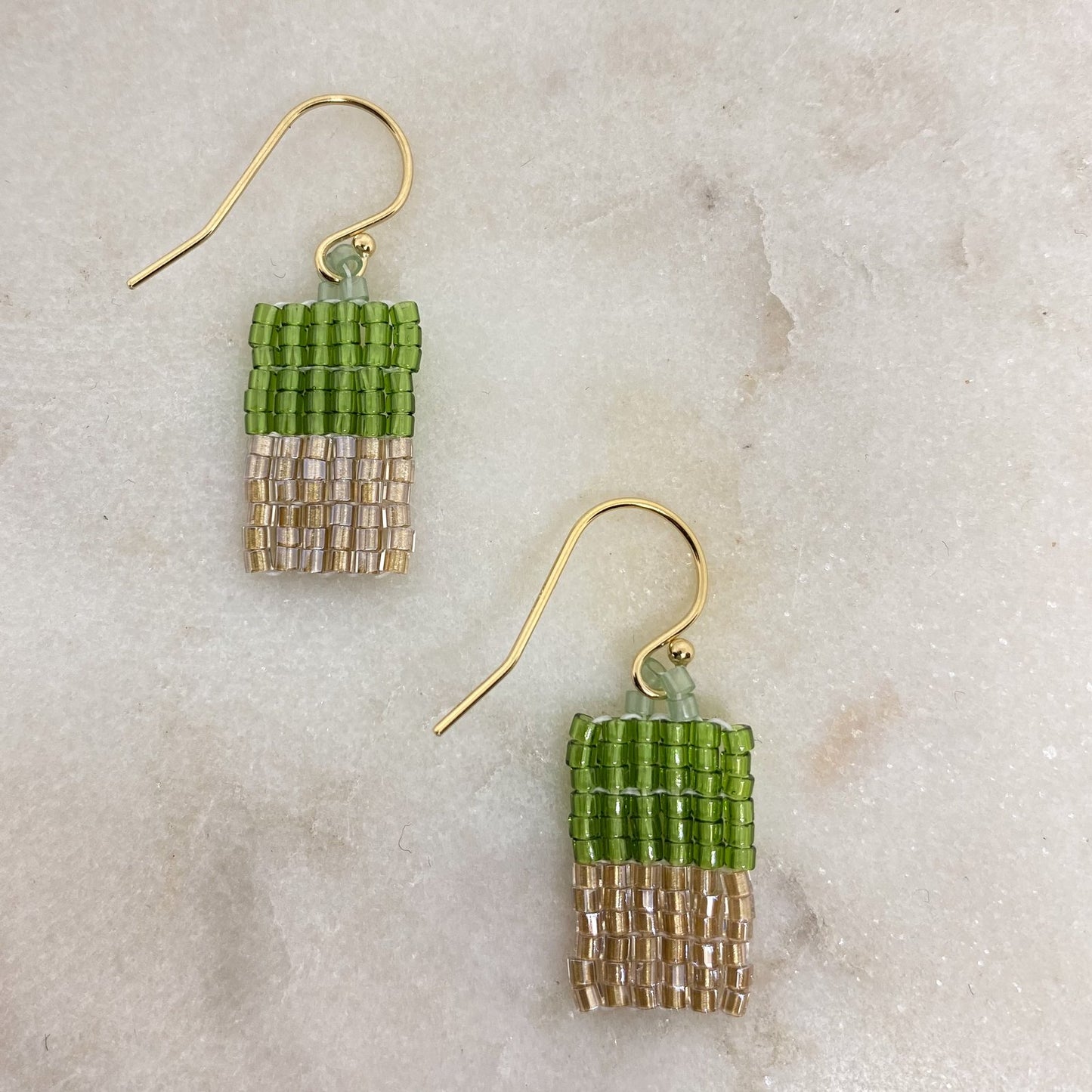 Flora Mini Seed Bead Rectangle Earrings